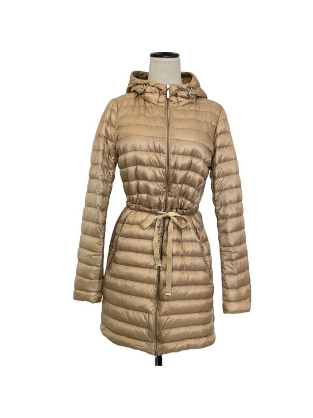 Moncler Aure Hooded Light Down Coat 0 Beige